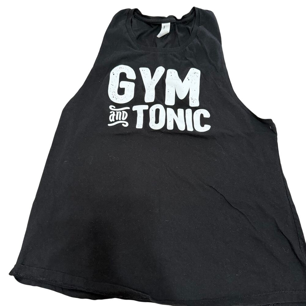 Gym and Tonic Tank top black w white text District XL womens activewear